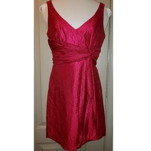 Hot Pink Satin Cocktail Bubble Hem Dress